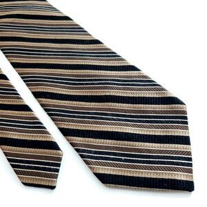 Bruno Piattelli Roma‎ Brown Tan Woven Striped Silk Tie